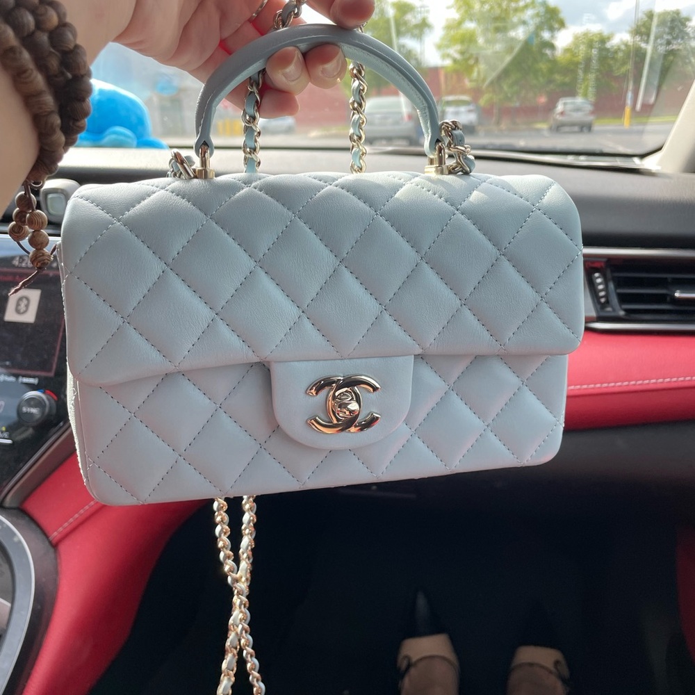 SOLD - Chanel Light Blue Quilted Handbag
